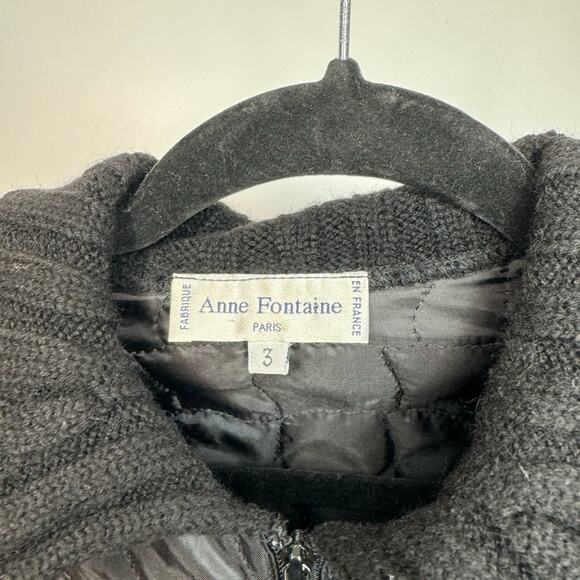 Anne Fontaine Black Puffer Sweater Mixed Media Jacket Size 3 - Picture 4 of 6